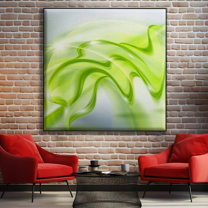 Textilspannrahmen mit Motiv: Abstrakte grüne Wellen