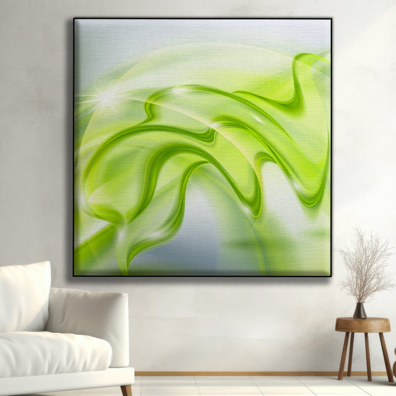 Textilspannrahmen mit Motiv: Abstrakte grüne Wellen