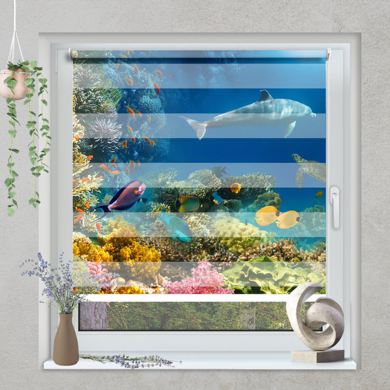 Klemmfix Doppelrollo mit Motiv: Unterwassertiere V2