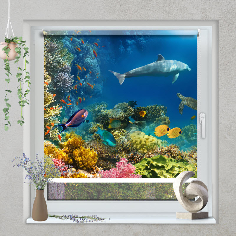 Klemmfix Rollo mit Motiv: Unterwassertiere V2