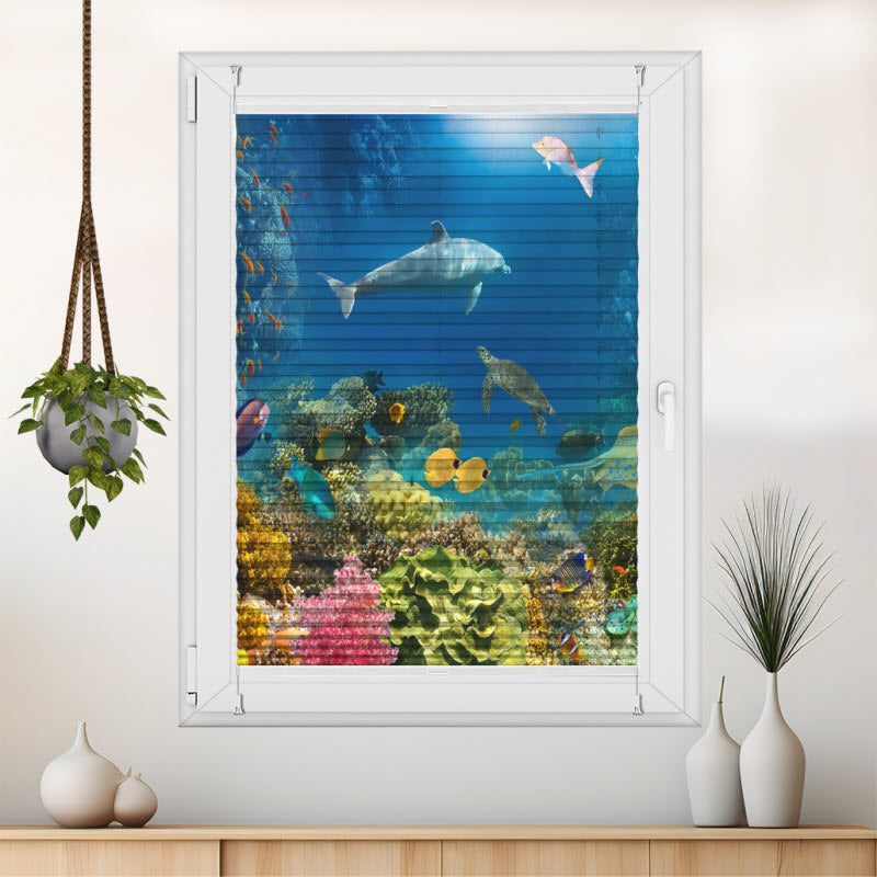 Wabenplissee mit Motiv: Unterwassertiere V2