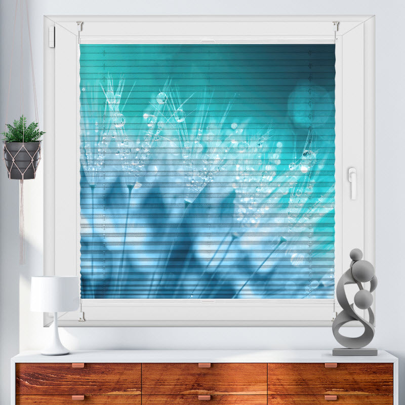 Plissee mit Motiv: Pusteblume mit Wassertropfen