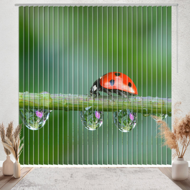 Lamellenvorhang mit Motiv: Marienkäfer auf der Pflanze