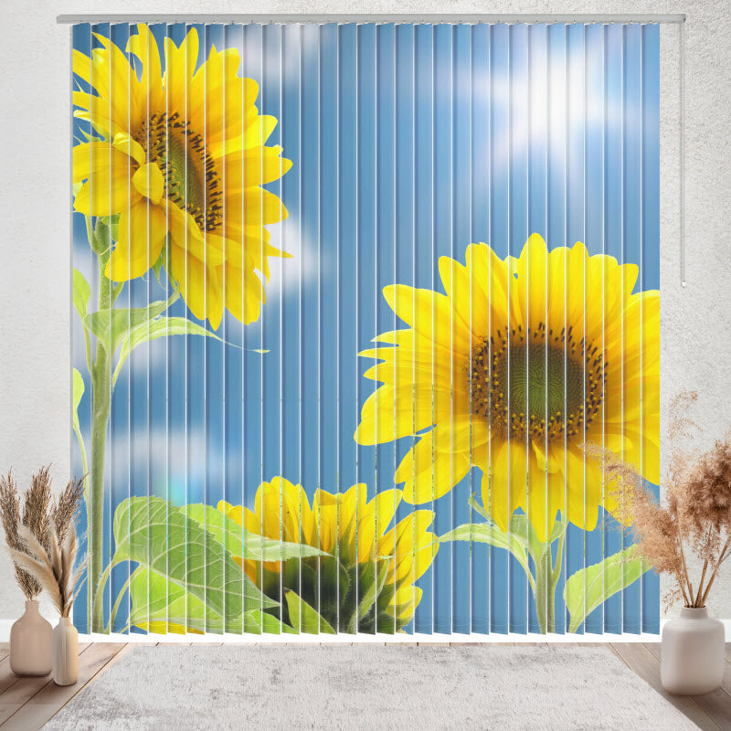 Lamellenvorhang mit Motiv: Sonnenblumen mit Sonnenschein