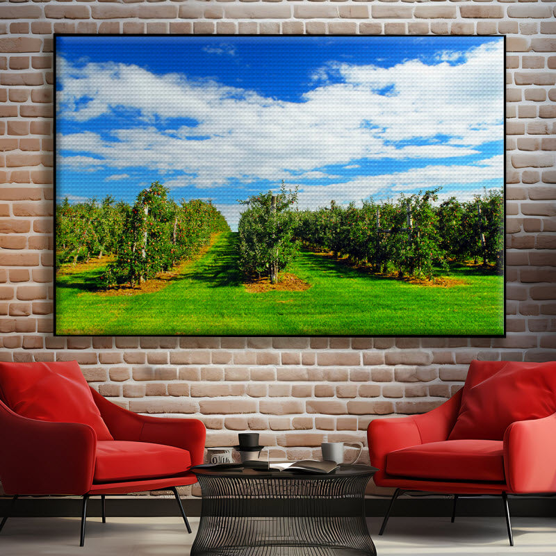 Akustikstoff mit Motiv: Apfelplantage