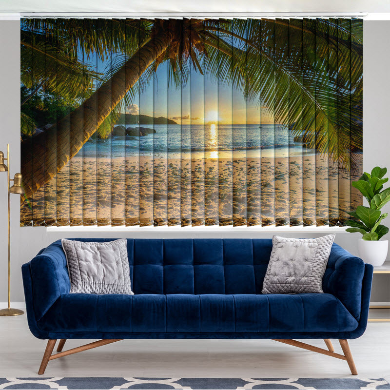 Lamellenvorhang mit Motiv: Palme am Strand