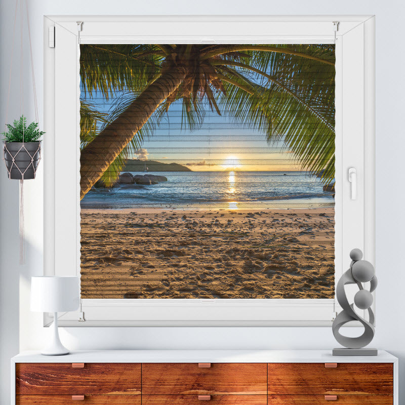 Plissee mit Motiv: Palme am Strand