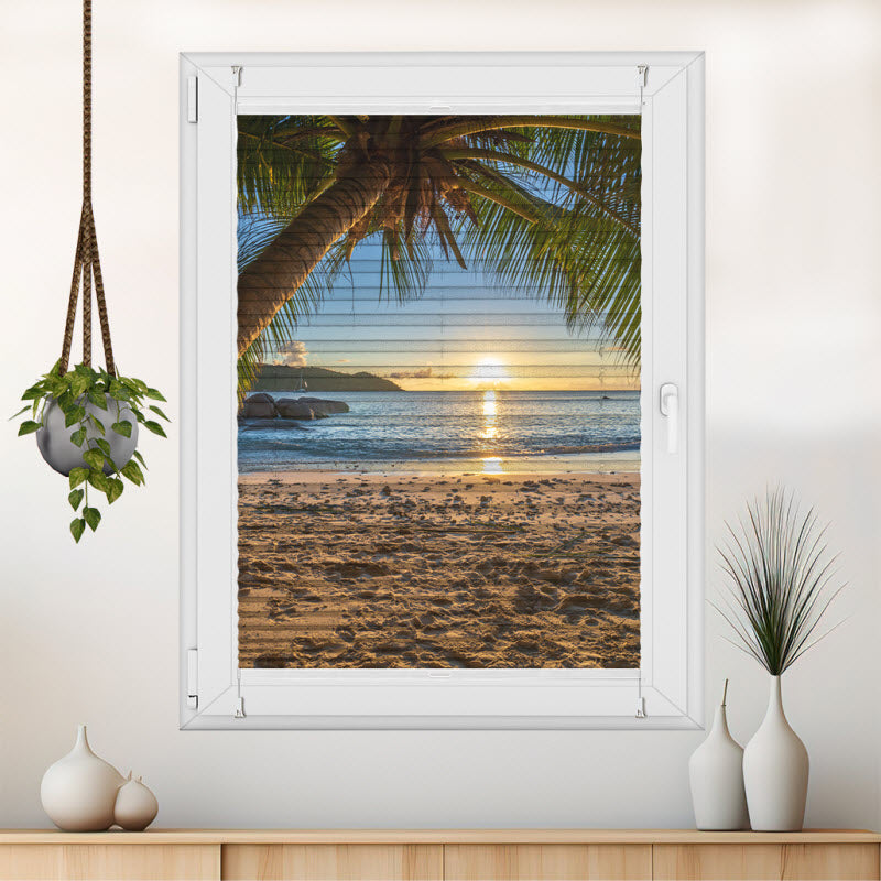 Plissee mit Motiv: Palme am Strand