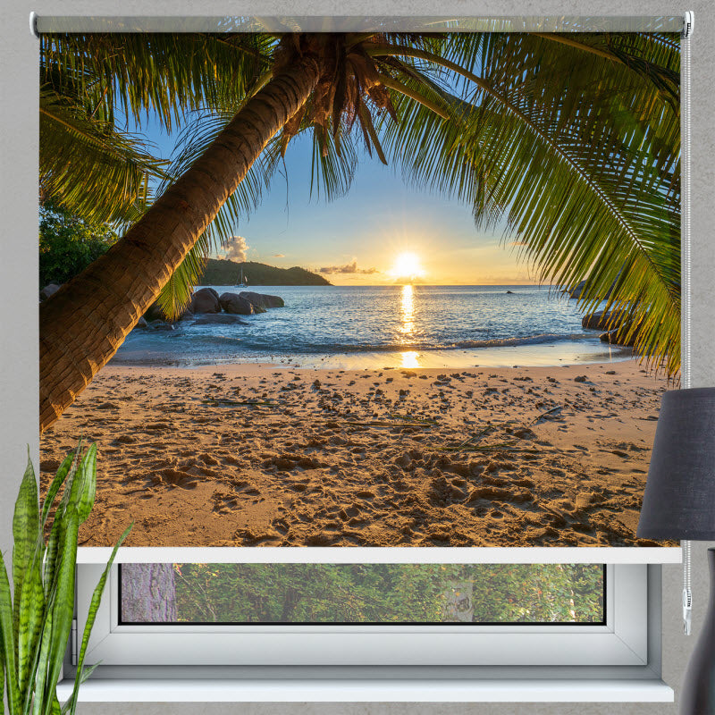 Rollo mit Motiv: Palme am Strand