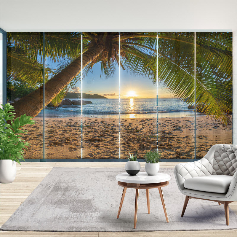 Schiebegardine mit Motiv: Palme am Strand