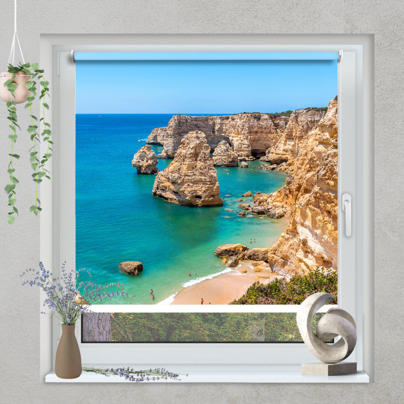 Klemmfix Rollo mit Motiv: Strand Marinha/Portugal