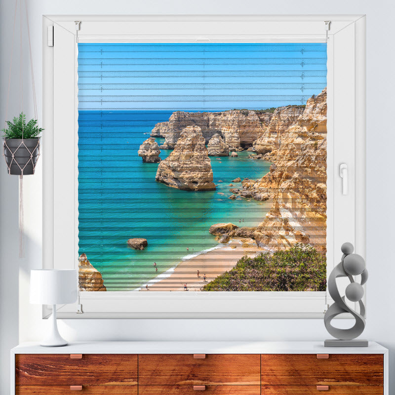 Wabenplissee mit Motiv: Strand Marinha/Portugal
