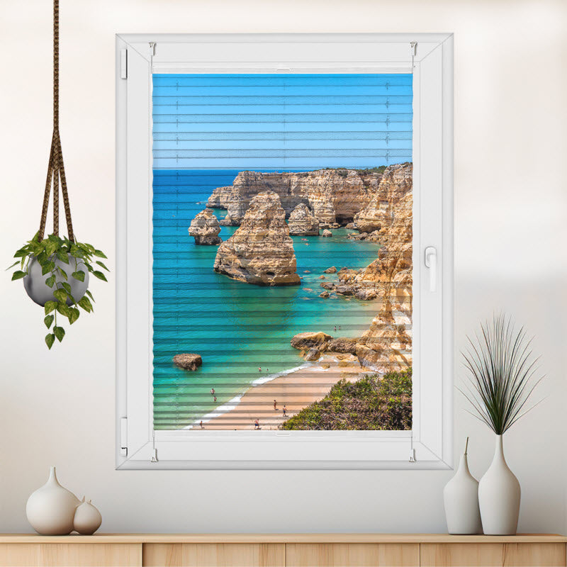 Plissee mit Motiv: Strand Marinha/Portugal