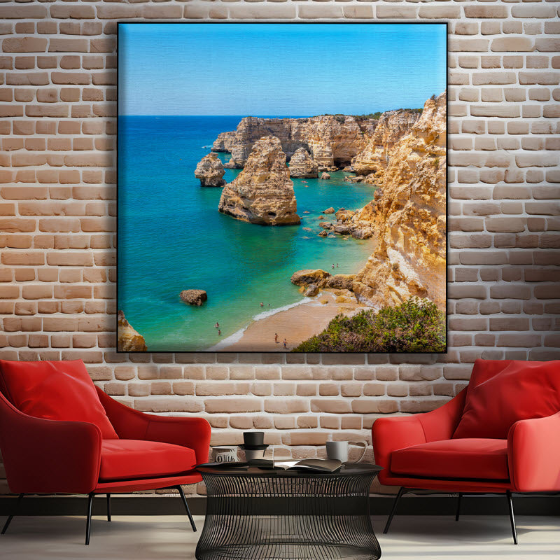 Textilspannrahmen mit Motiv: Strand Marinha/Portugal