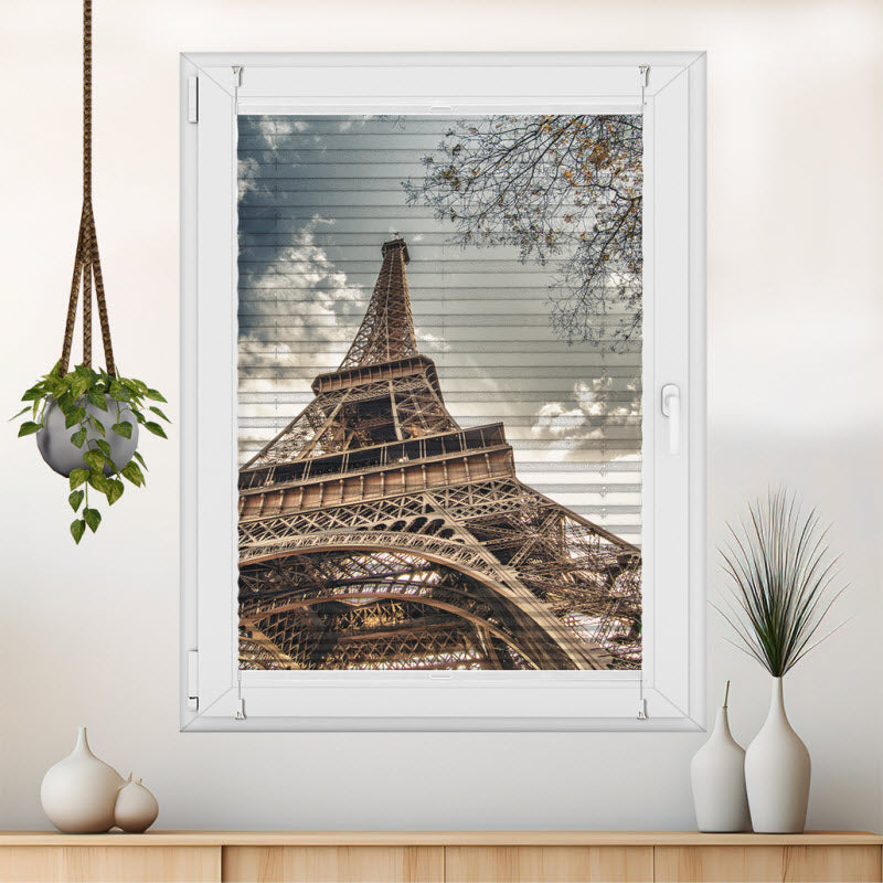 Wabenplissee mit Motiv: Unter dem Eifelturm