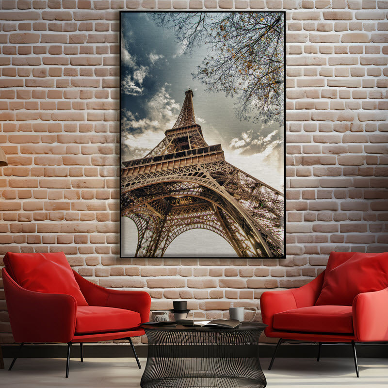 Textilspannrahmen mit Motiv: Unter dem Eifelturm