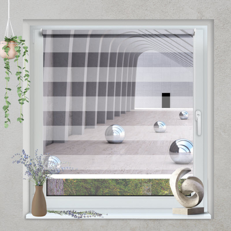 Klemmfix Doppelrollo mit Motiv: Chromkugeln