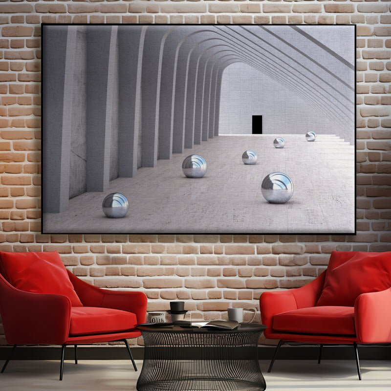 Textilspannrahmen mit Motiv: Chromkugeln