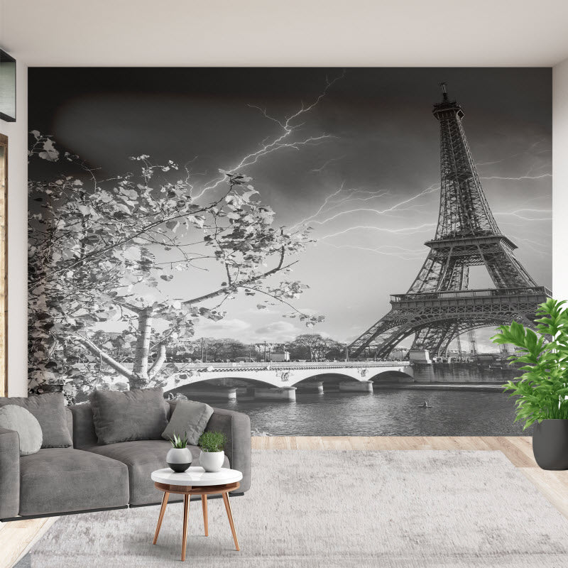 Tapete mit Motiv: Paris Eifelturm schwarz weiß