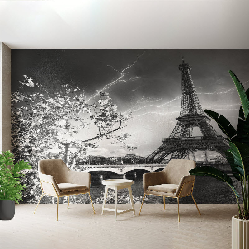 Tapete mit Motiv: Paris Eifelturm schwarz weiß