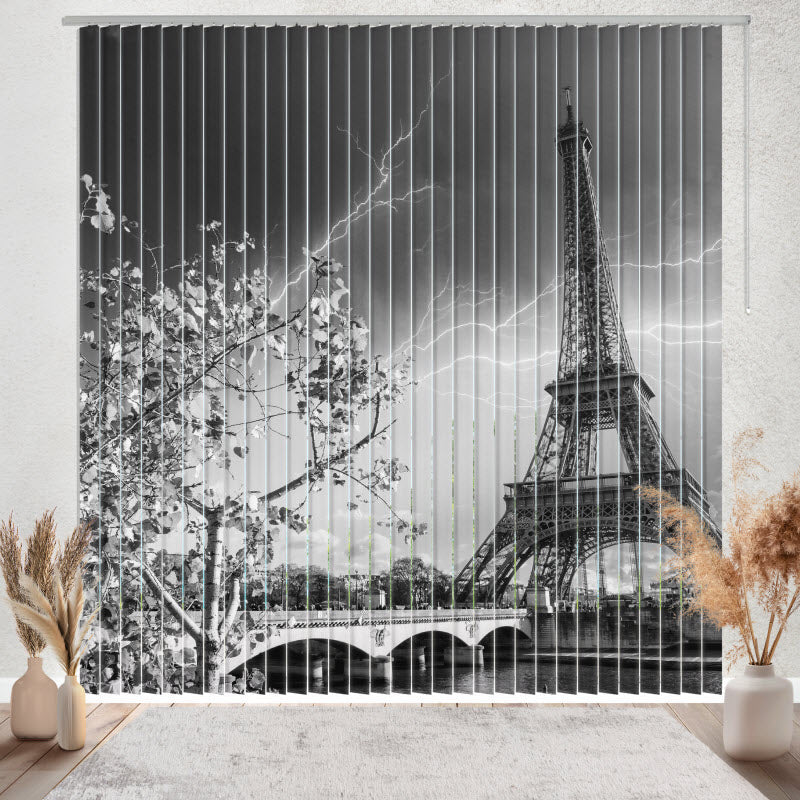 Lamellenvorhang mit Motiv: Paris Eifelturm schwarz weiß
