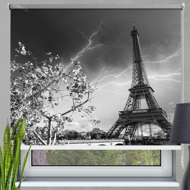 Rollo mit Motiv: Paris Eifelturm schwarz weiß