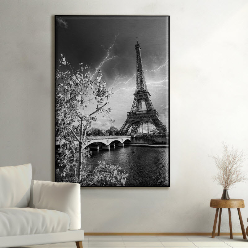 Textilspannrahmen mit Motiv: Paris Eifelturm schwarz weiß