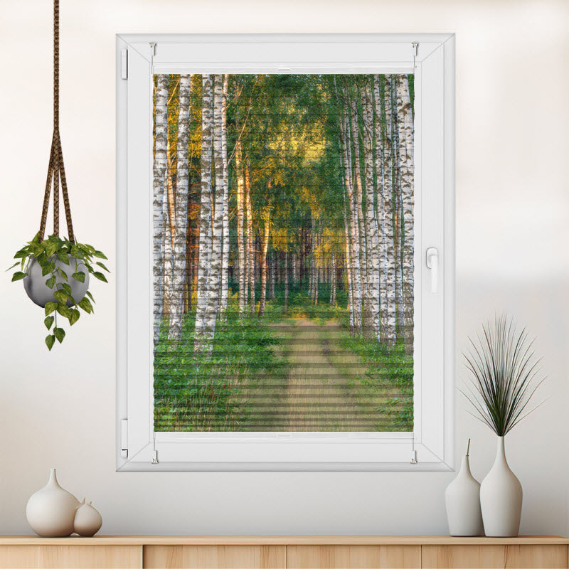 Plissee mit Motiv: Fußweg im Wald