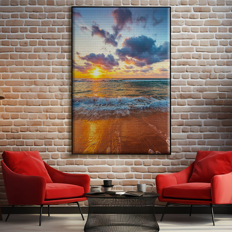 Akustikstoff mit Motiv: Sandstrand während dem Sonnenuntergang