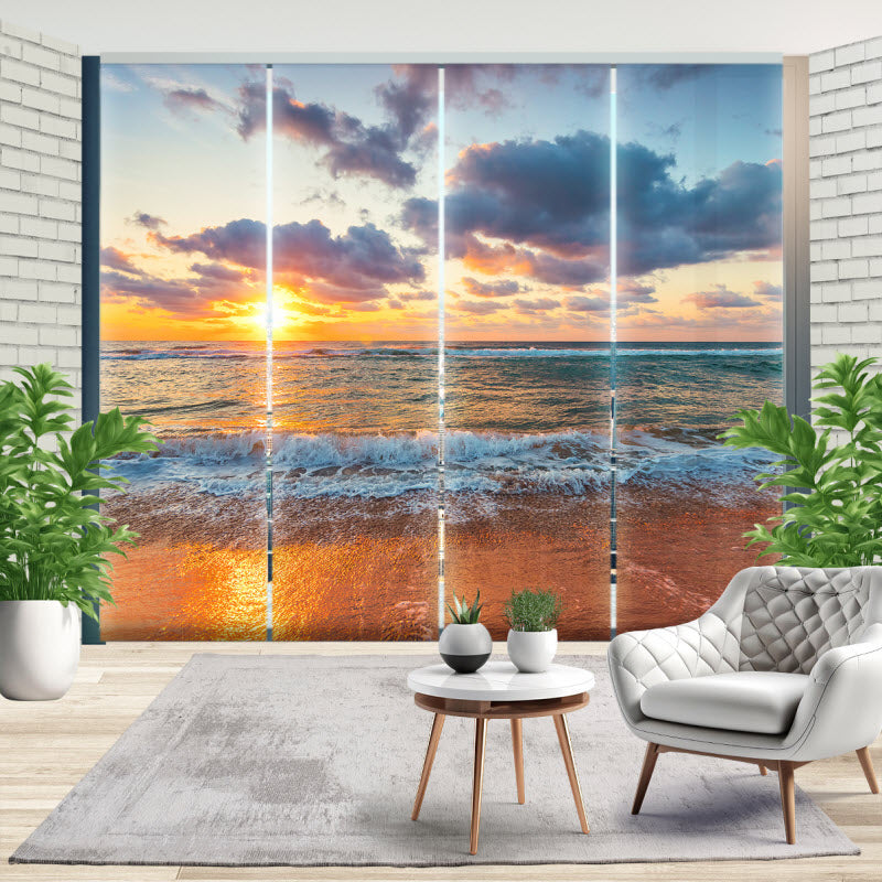 Schiebegardine mit Motiv: Sandstrand während dem Sonnenuntergang