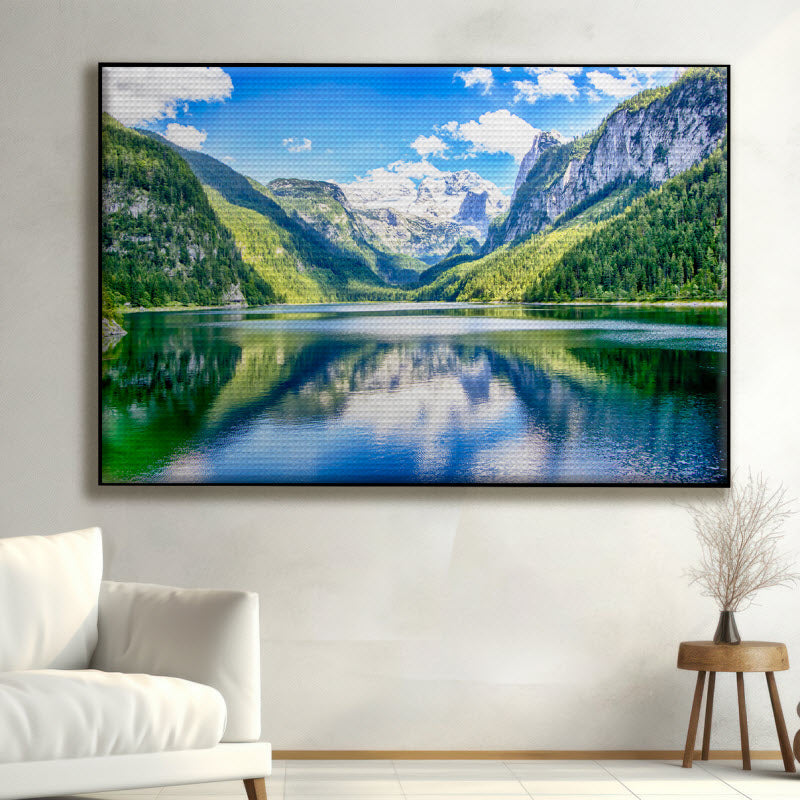 Akustikstoff mit Motiv: See Gosausee