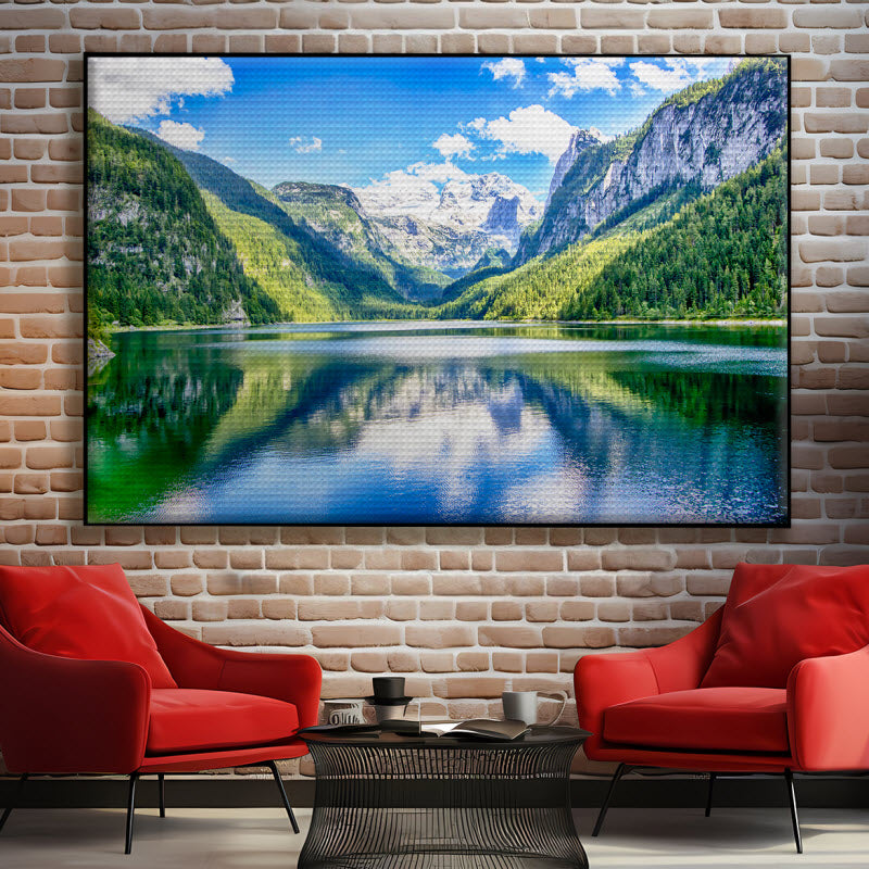 Akustikstoff mit Motiv: See Gosausee