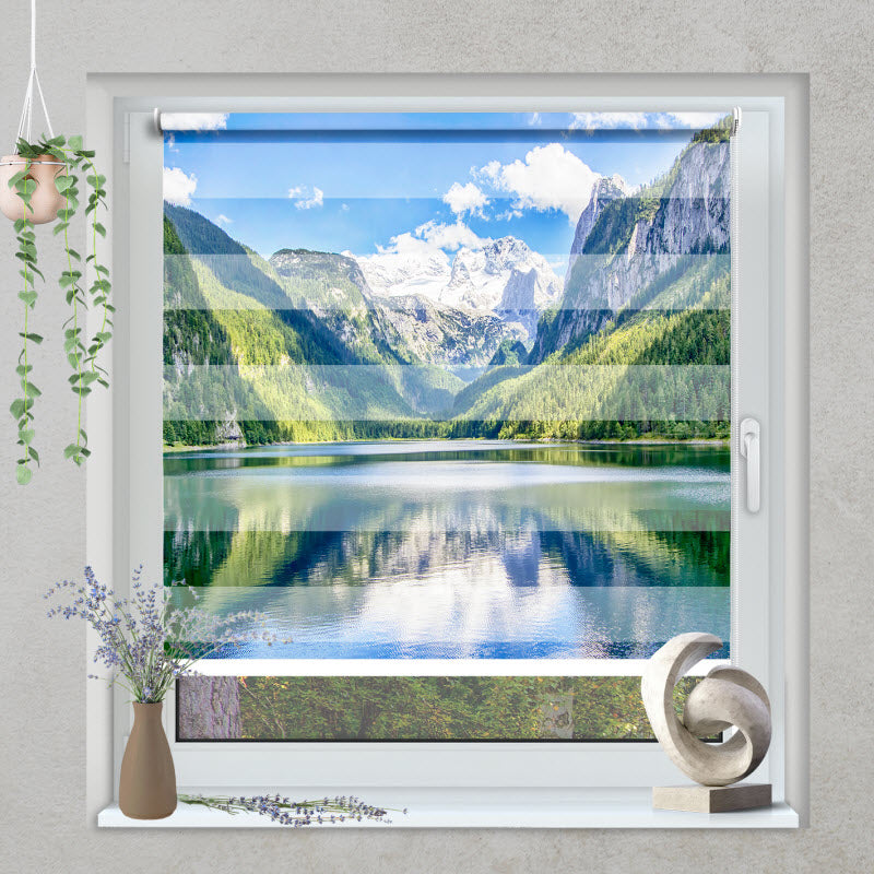 Klemmfix Doppelrollo mit Motiv: See Gosausee