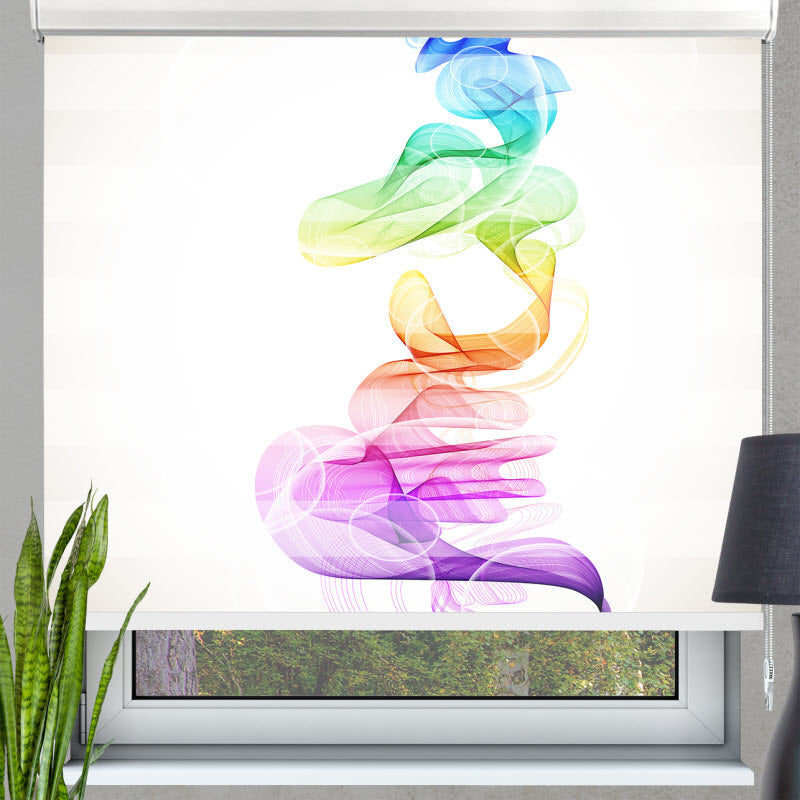 Doppelrollo mit Motiv: Bunte Rauchwellen