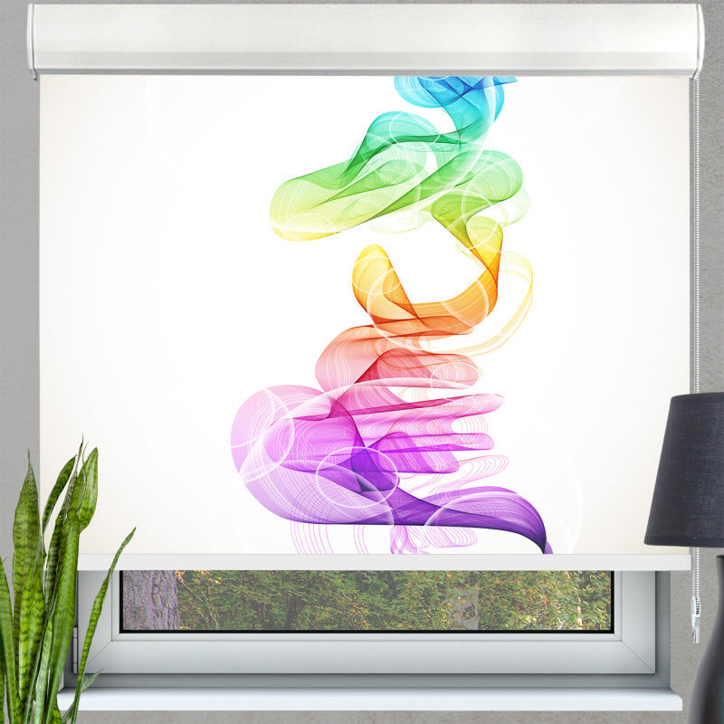 Kassettenrollo mit Motiv: Bunte Rauchwellen