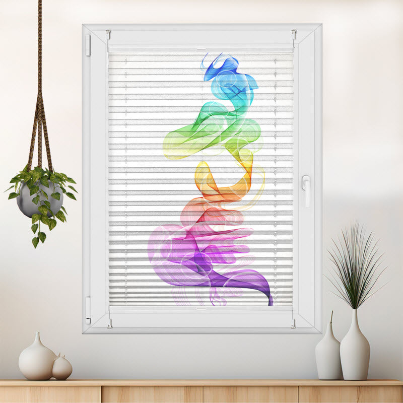 Plissee mit Motiv: Bunte Rauchwellen