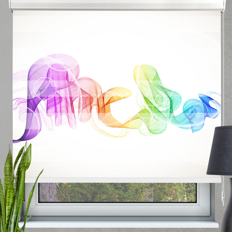 Doppelrollo mit Motiv: Rauchwellen Bunt