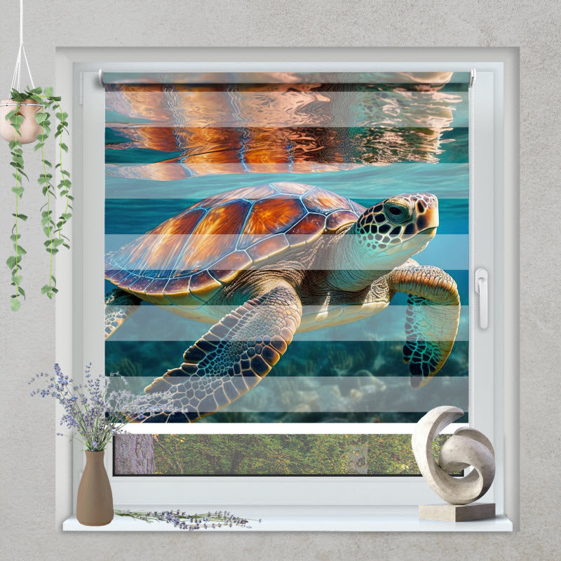 Klemmfix Doppelrollo mit Motiv: Schildkröte Unterwasser