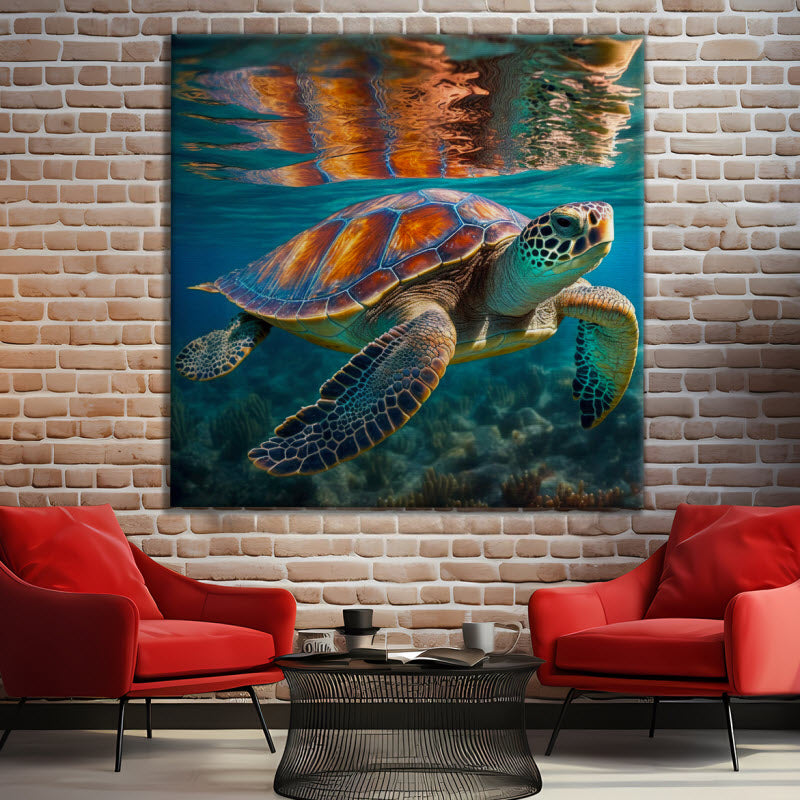 Leinwand mit Motiv: Schildkröte Unterwasser