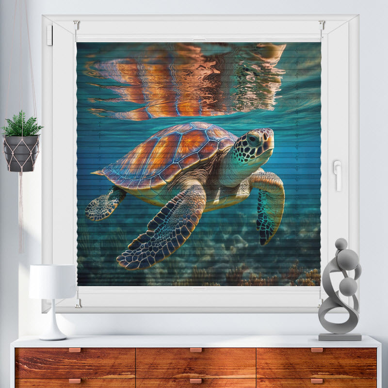 Plissee mit Motiv: Schildkröte Unterwasser
