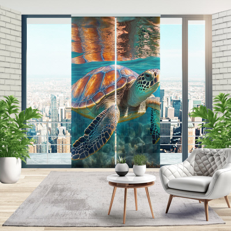 Schiebegardine mit Motiv: Schildkröte Unterwasser