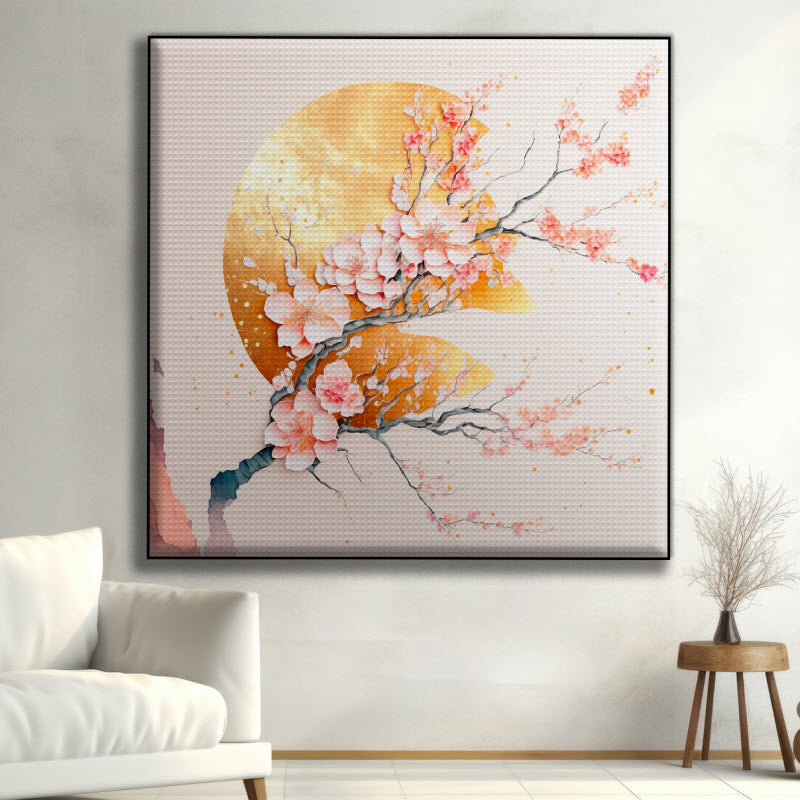 Akustikstoff mit Motiv: Abstraktes Design - Sakura Blüte