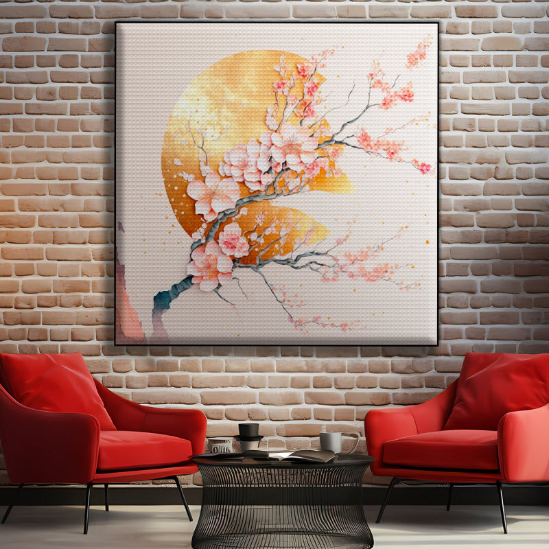 Akustikstoff mit Motiv: Abstraktes Design - Sakura Blüte