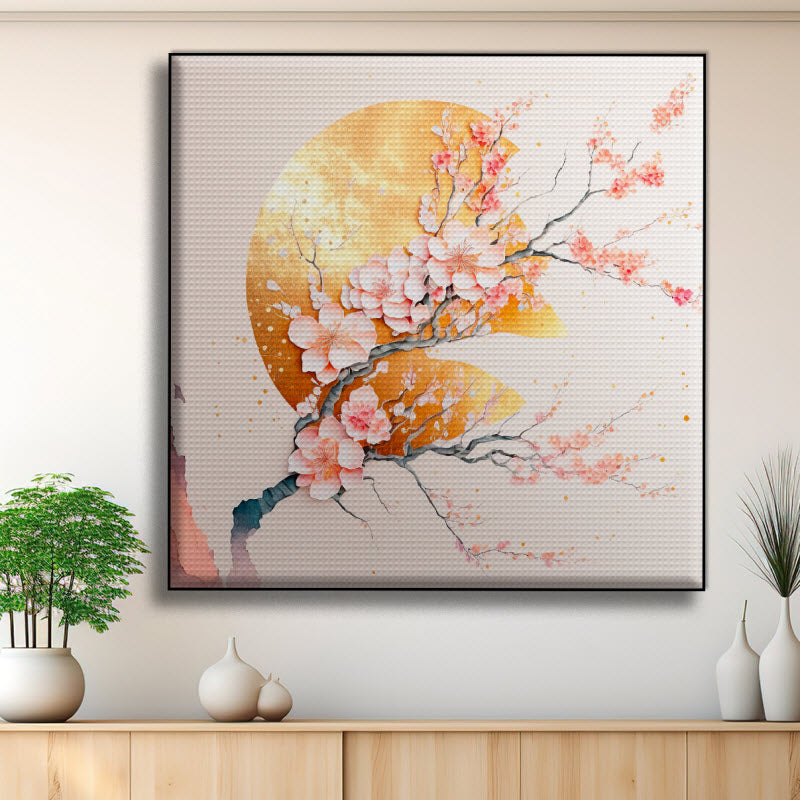 Akustikstoff mit Motiv: Abstraktes Design - Sakura Blüte