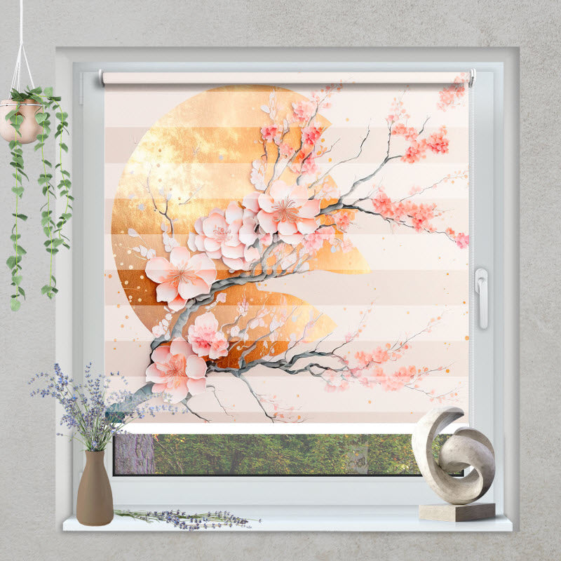 Klemmfix Doppelrollo mit Motiv: Abstraktes Design - Sakura Blüte