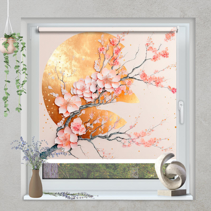 Klemmfix Rollo mit Motiv: Abstraktes Design - Sakura Blüte