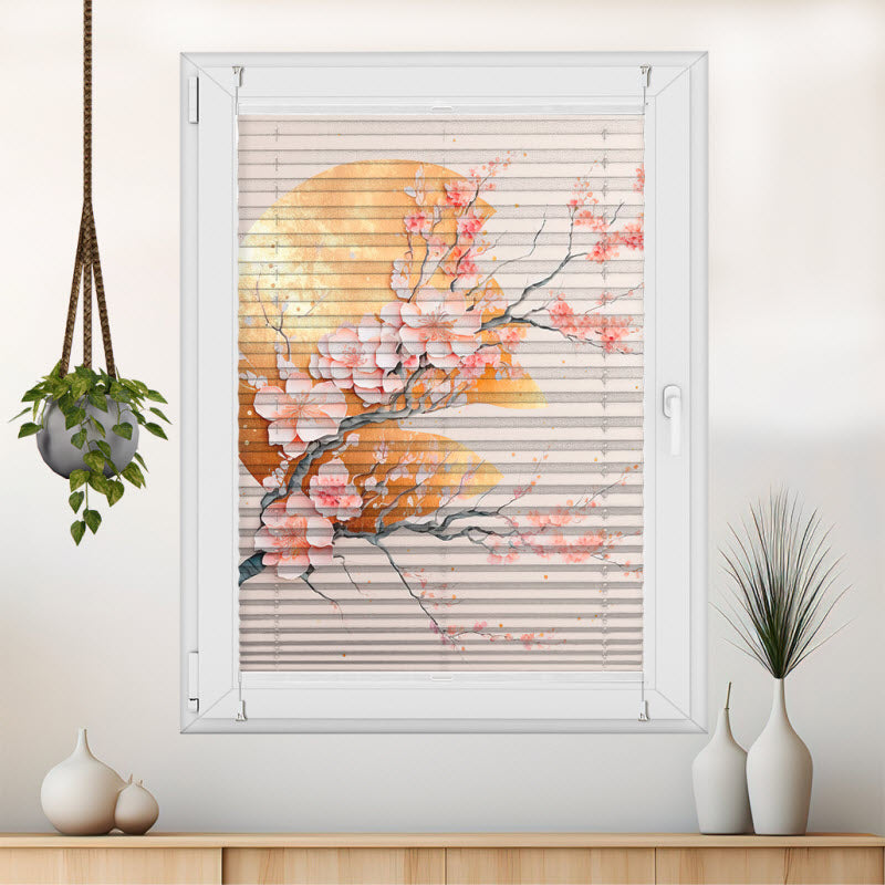 Plissee mit Motiv: Abstraktes Design - Sakura Blüte