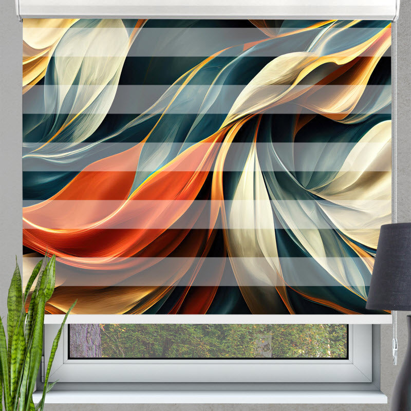 Doppelrollo mit Motiv: Abstrakte Textil Kunst