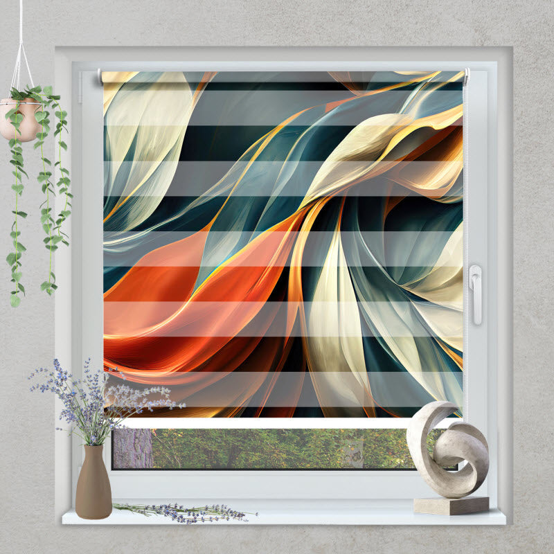 Klemmfix Doppelrollo mit Motiv: Abstrakte Textil Kunst