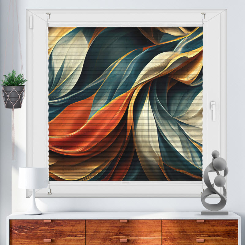 Wabenplissee mit Motiv: Abstrakte Textil Kunst